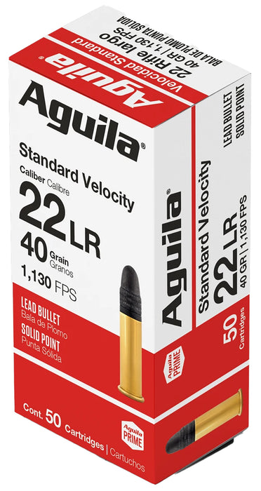Aguila 1B220332 Super Extra Standard Velocity 22 LR 40 gr Lead Solid Point 50 Per Box/40 Cs