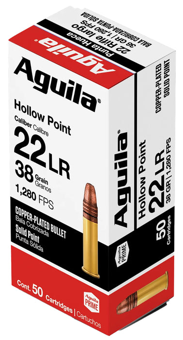 Aguila 1B220335 Super Extra High Velocity 22 LR 38 gr Copper Plated Hollow Point (CPHP) 50 Per Box/40 Cs