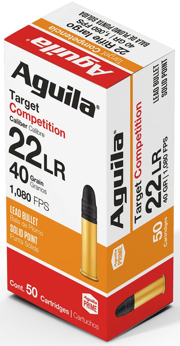 Aguila 1B222500 Competition Target 22 LR 40 gr Lead Solid Point 50 Per Box/ 20 Cs