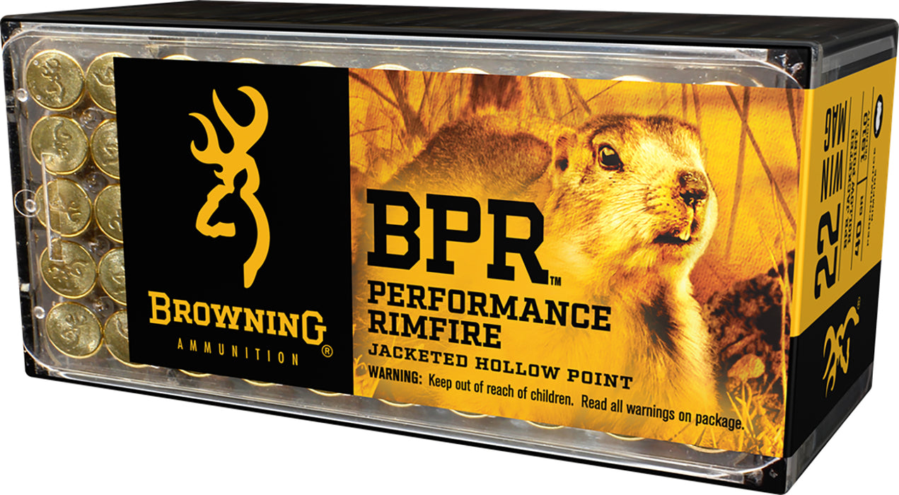 Browning Ammo B195122050 BPR Performance 22 WMR 40 gr 1910 fps Jacketed Hollow Point (JHP) 50 Bx/20 Cs