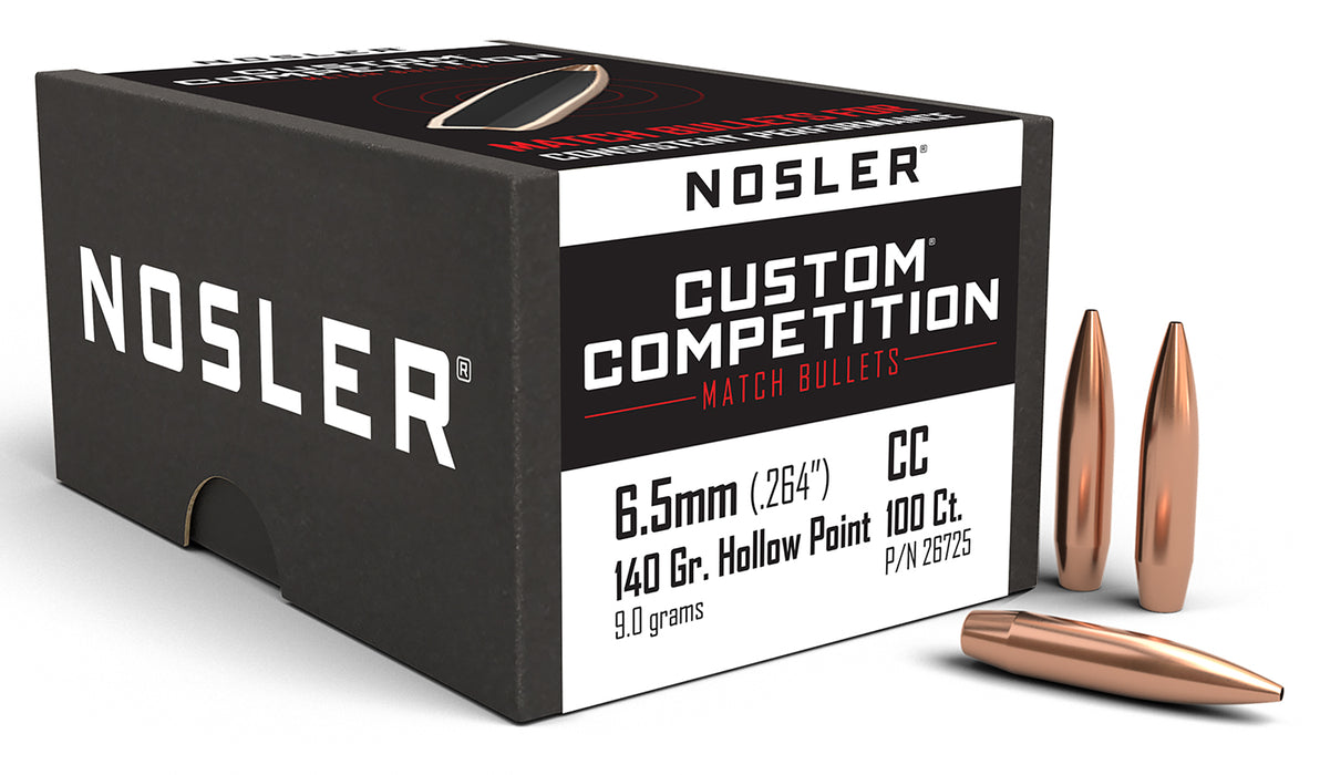 Nosler 26725 Custom Competition 6.5Creedmoor 140gr Hollow Point Boat Tail 100/Box