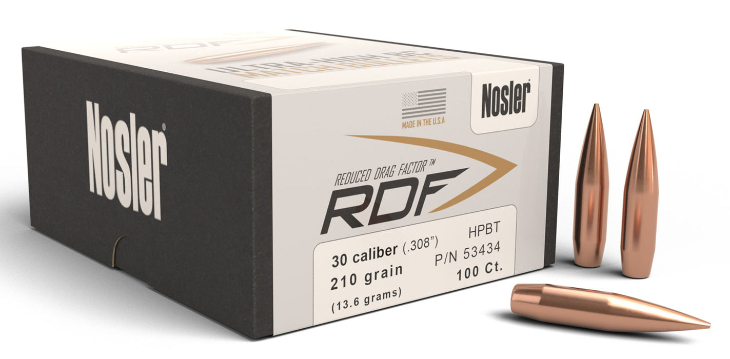 Nosler 53434 RDF Match 30Cal 210gr Hollow Point Boat Tail 100/Box