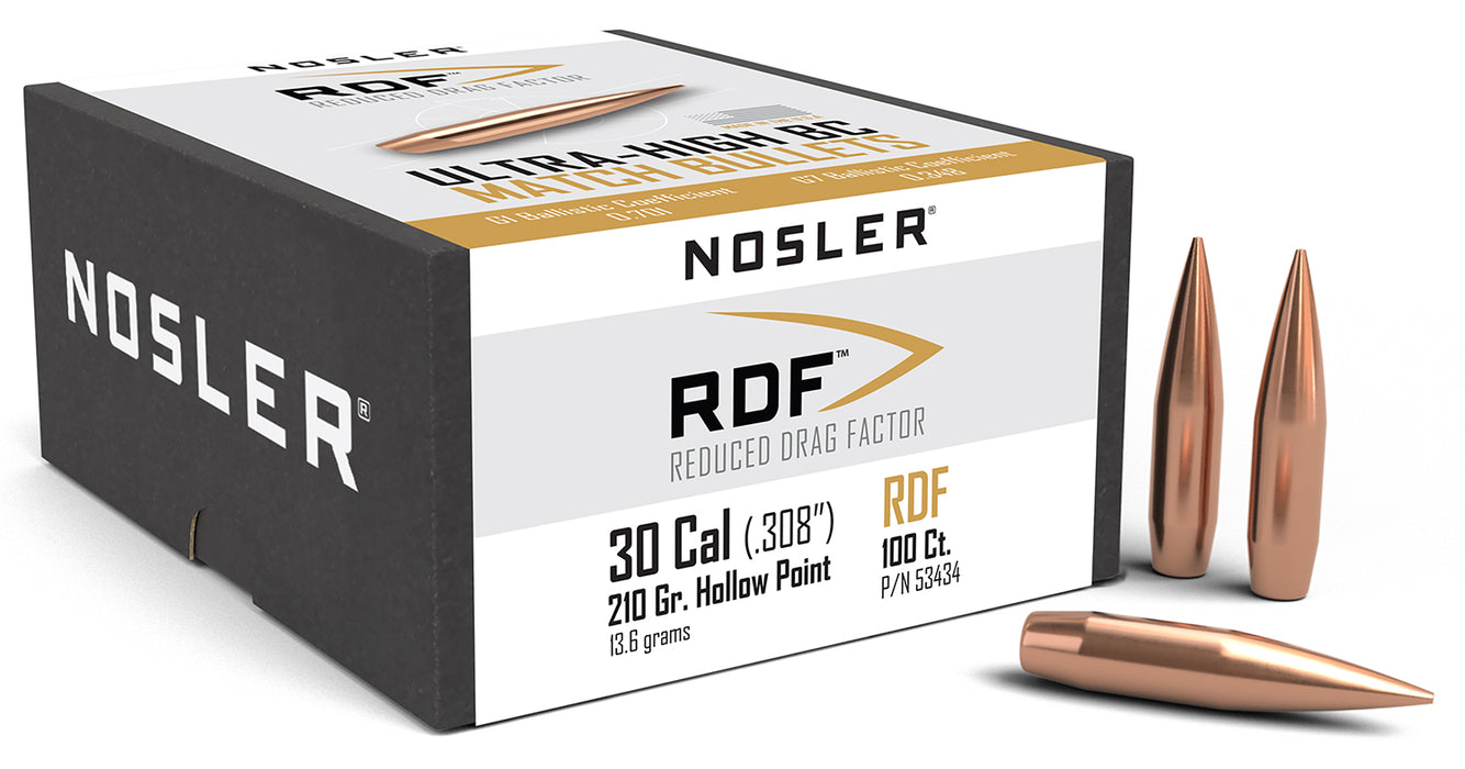 Nosler 53434 RDF Match 30Cal 210gr Hollow Point Boat Tail 100/Box