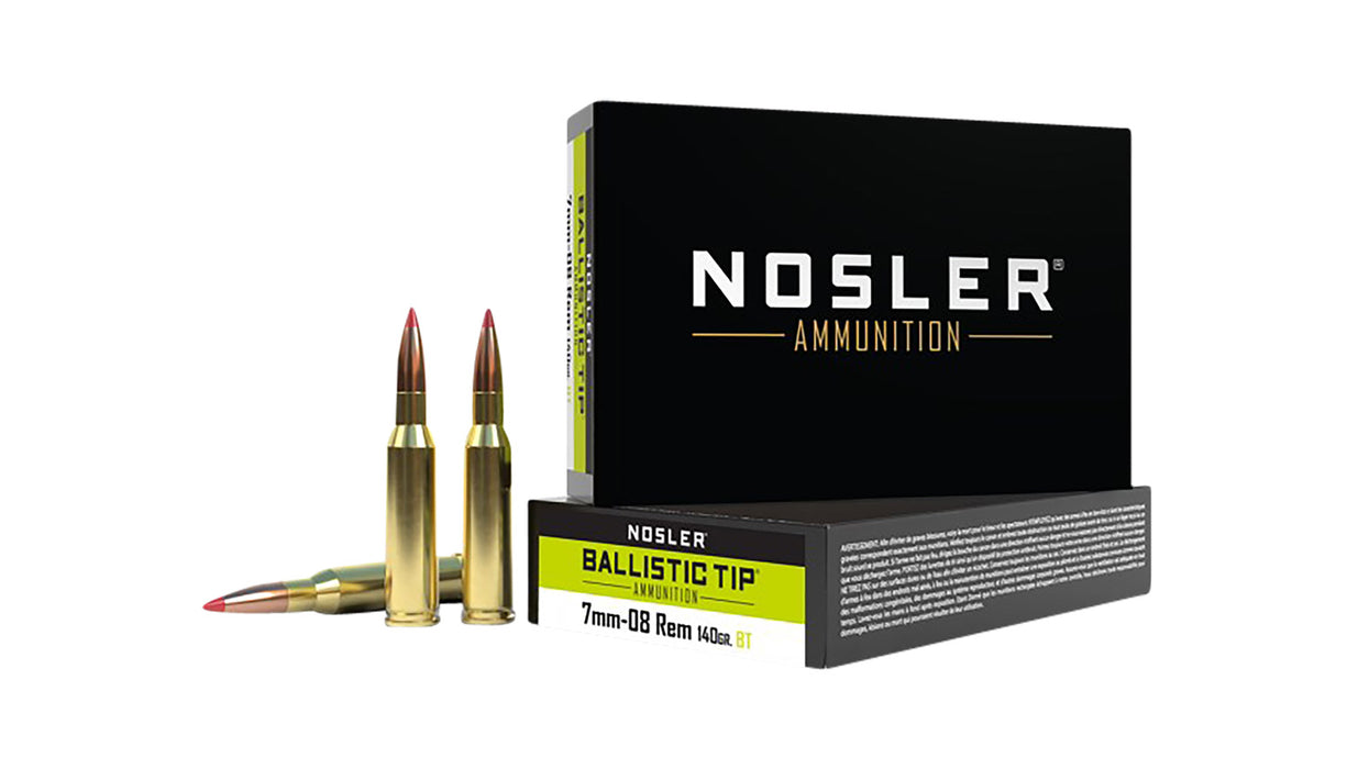 Nosler 40059 Ballistic Tip  7mm-08 Rem 140 gr 2825 fps Spitzer Ballistic Tip (SBT) 20 Bx/10 Cs