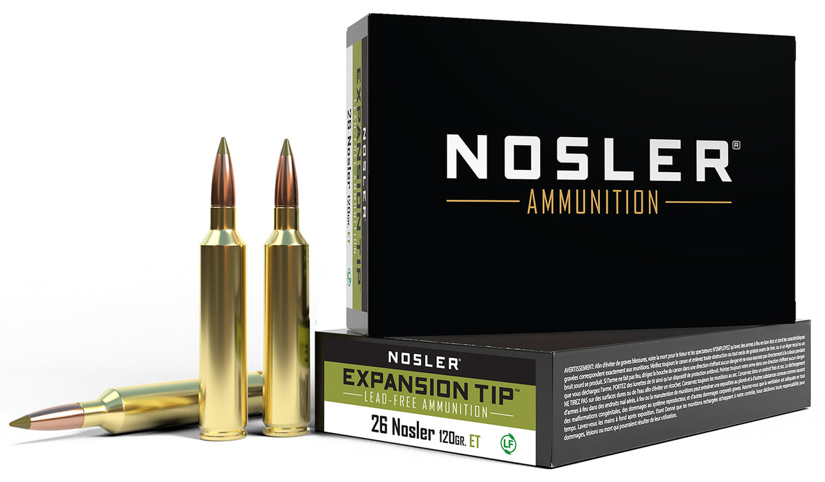Nosler 40302 E-Tip  26Nosler 120gr E Tip Lead Free 20 Per Box/10 Case