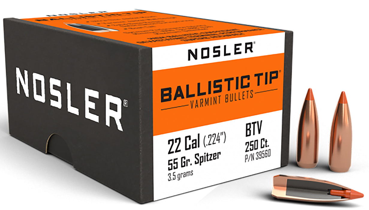 Nosler 39560 Ballistic Tip  22Cal 55gr Spitzer Point 250/Box