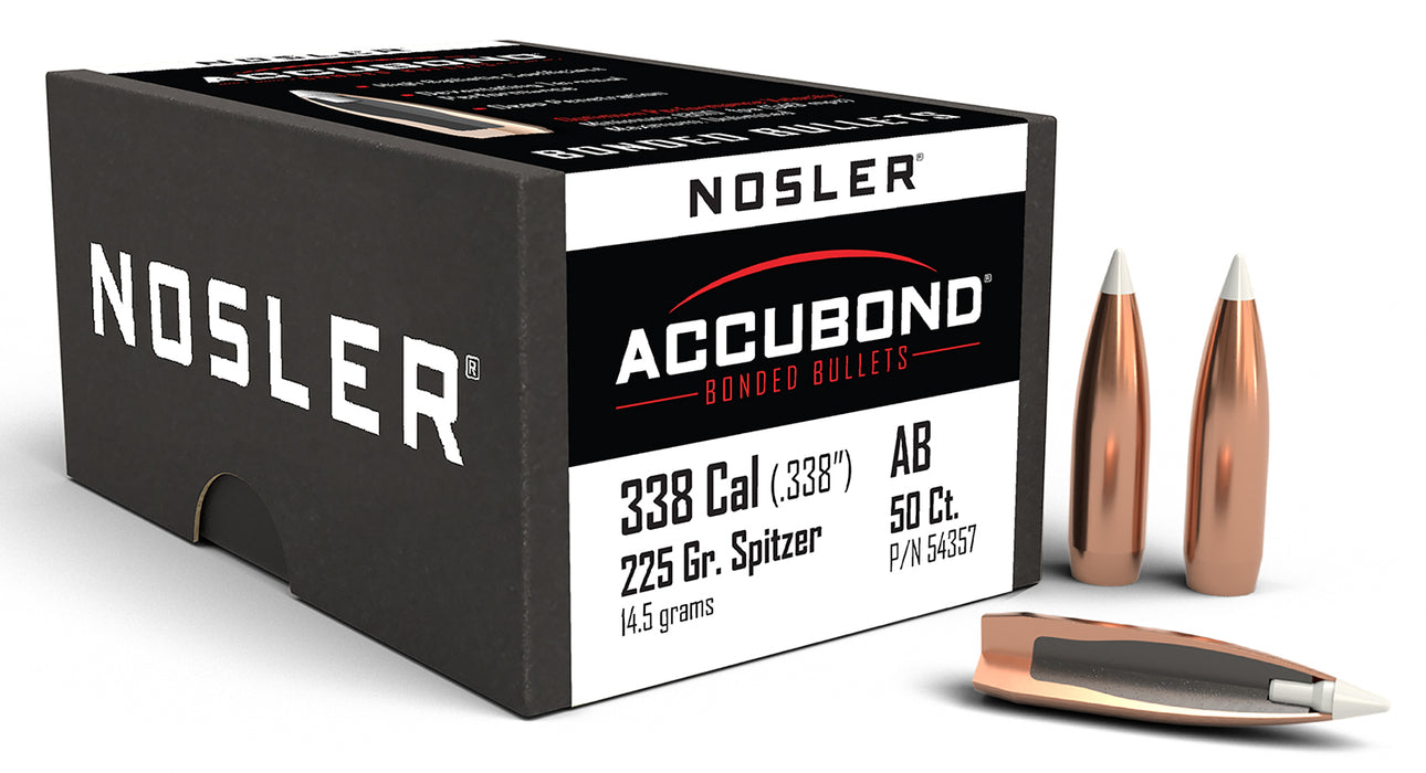 Nosler 54357 AccuBond  338Cal 225gr Spitzer Point 50/Box