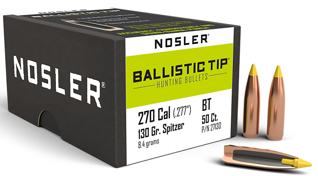 Nosler 27130 Ballistic Tip  270Caliber 130gr Spitzer 50/Box