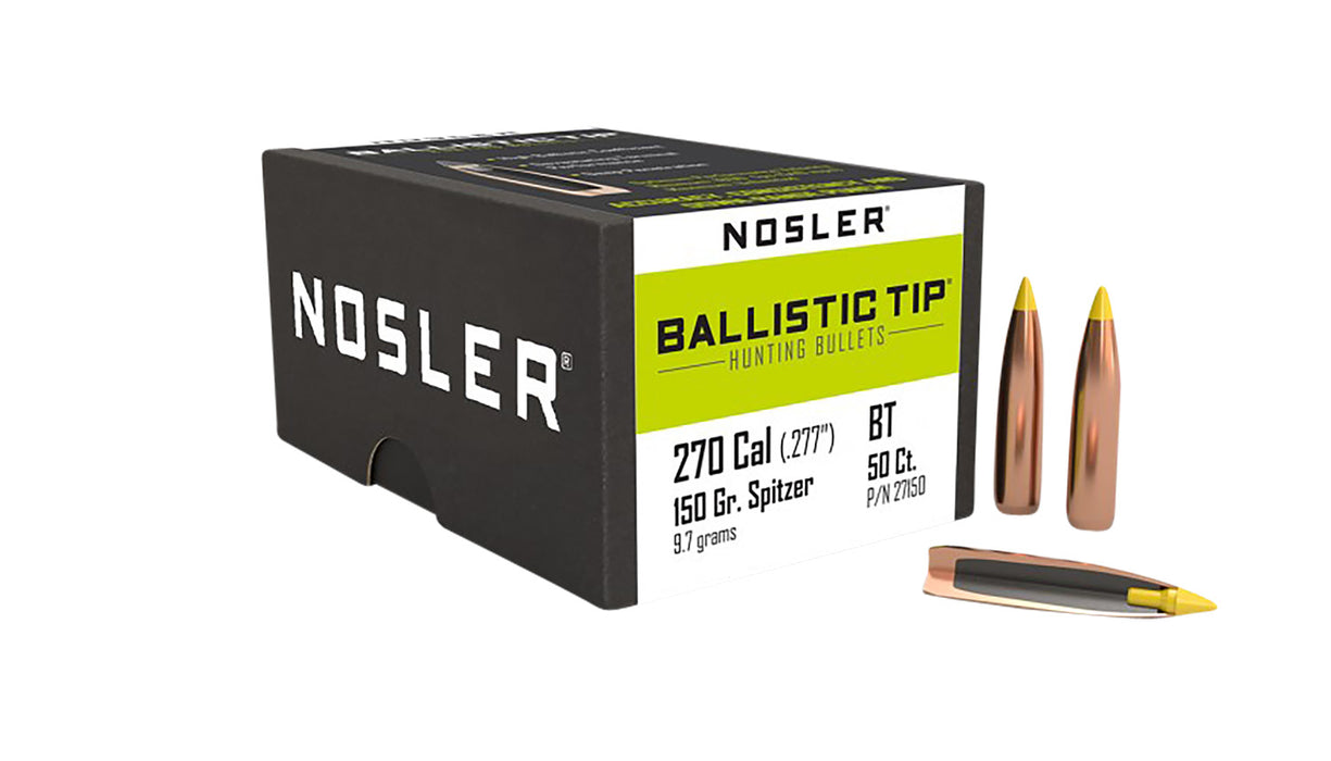 Nosler 27150 Ballistic Tip  270Caliber 150gr Spitzer 50/Box