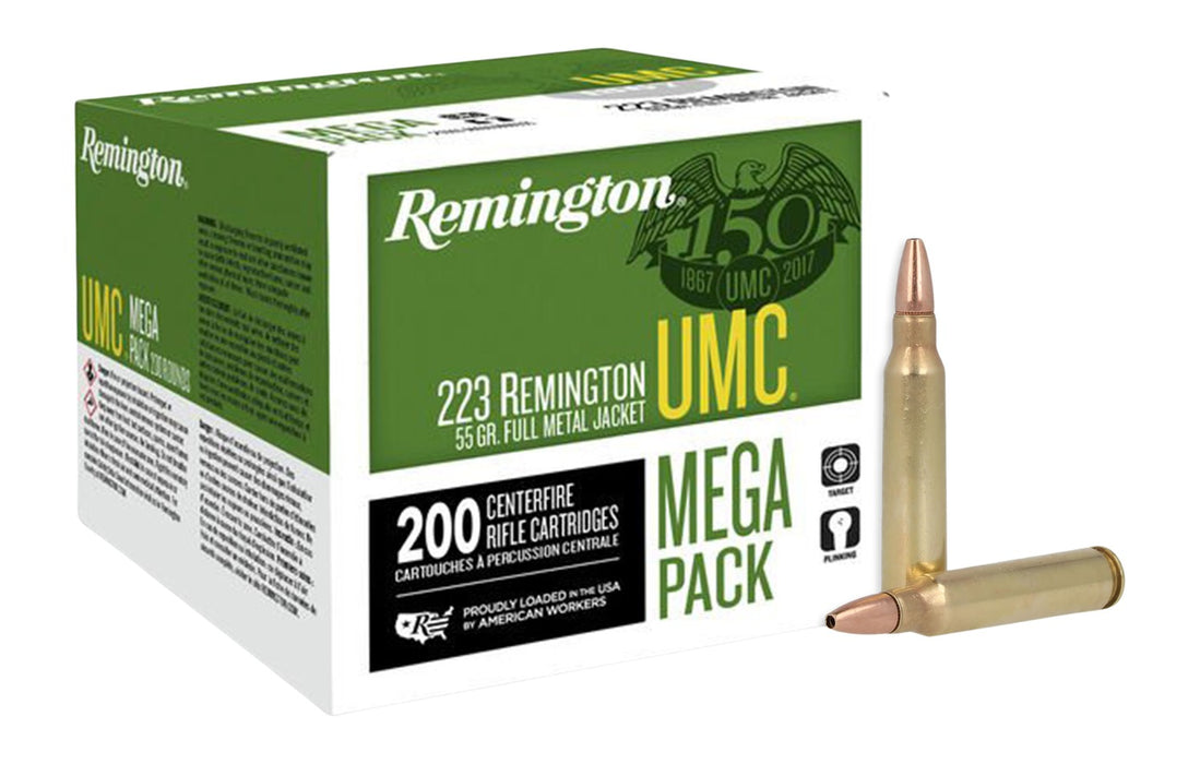 Remington Ammunition 23683 UMC Mega Pack 223Rem 55gr Full Metal Jacket 200 Per Box/4 Case