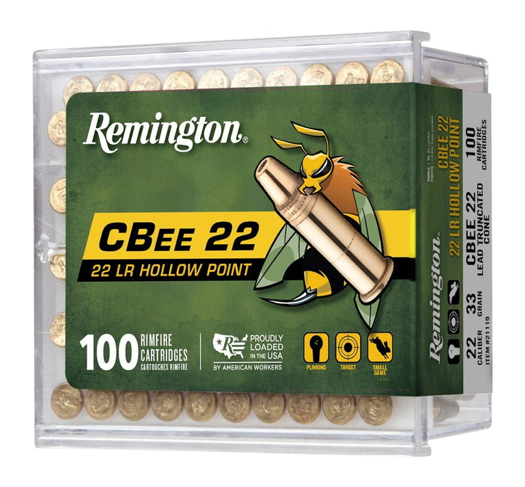 Remington Ammunition 21119 Cbee Rimfire 22LR 33gr Hollow Point 100 Per Box/50 Case