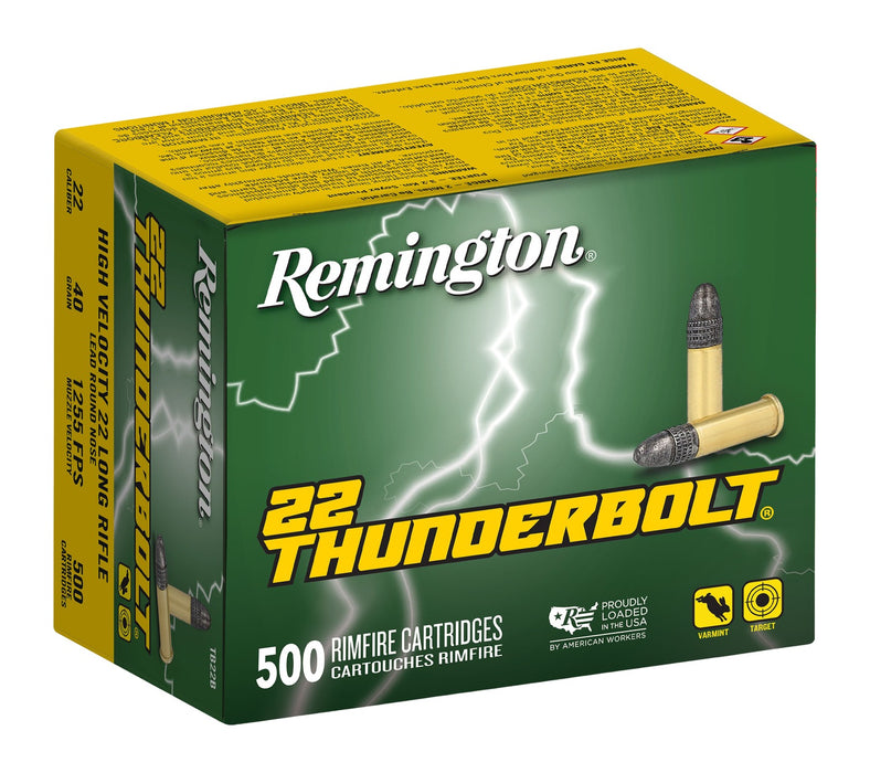 Remington Ammunition 21241 Thunderbolt Bulk 22LR 40gr Round Nose 500 Per Box/10 Case