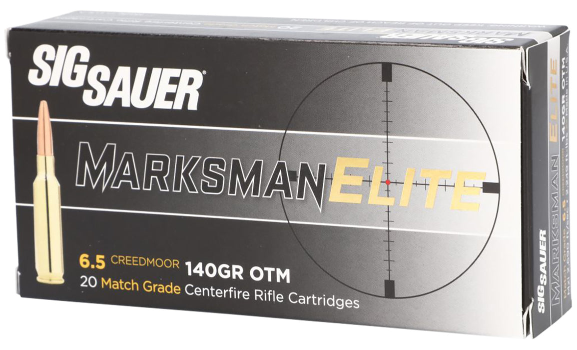 Sig Sauer E65CM120 Marksman Elite  6.5 Creedmoor 140 gr 2690 fps Open Tip Match (OTM) 20 Bx/10 Cs