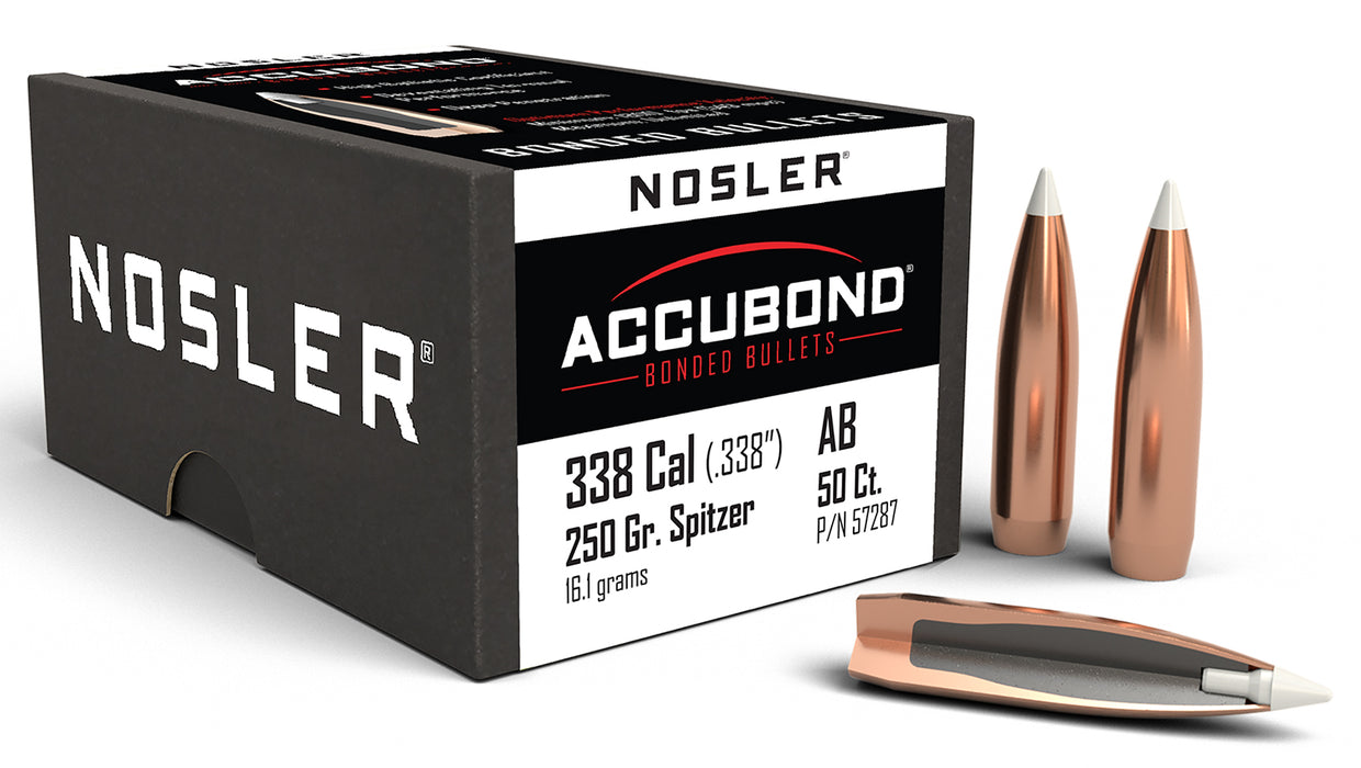 Nosler 57287 AccuBond  338Cal 250gr Spitzer Point 50/Box