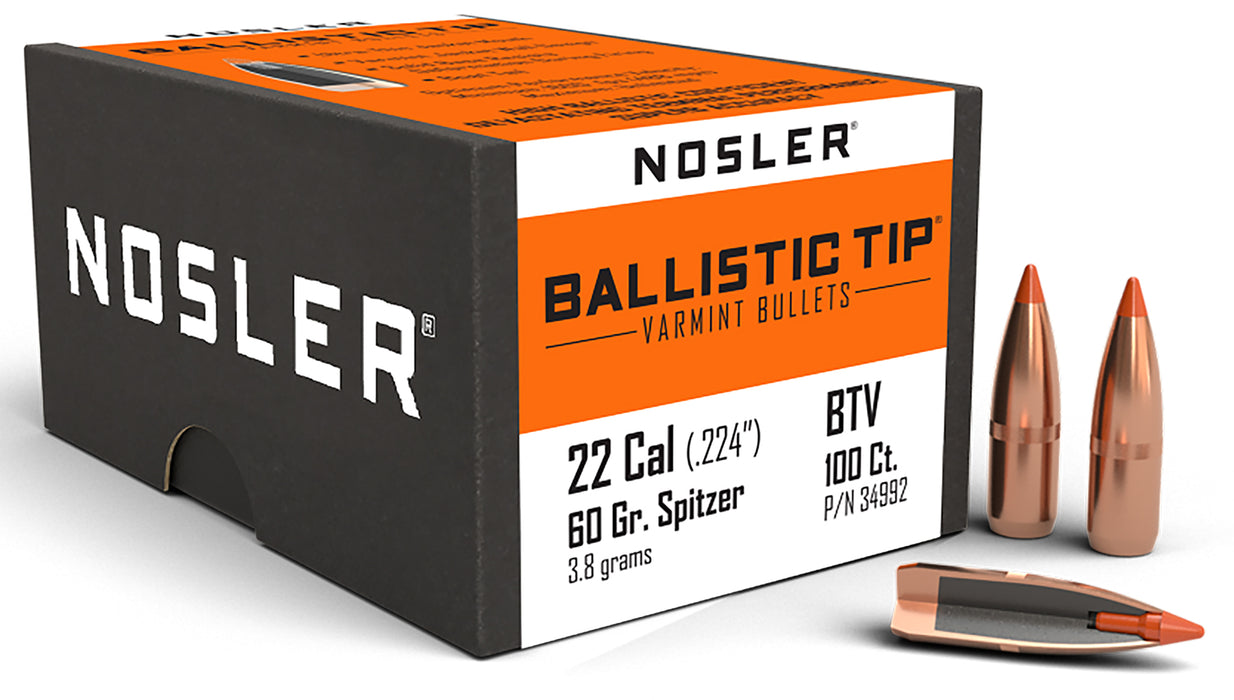 Nosler 34992 Ballistic Tip  22Cal 60gr Spitzer 100/Box