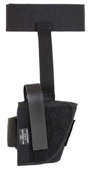 Blackhawk 40AH00BKR Ankle  Size 00 Black Cordura Velcro Fits Small Frame, 5rd Revolver w/Hammer Spur, Right Hand