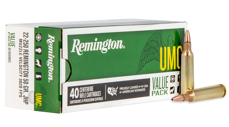 Remington Ammunition 23769 UMC Value Pack 22-250Rem 45gr Jacketed Hollow Point 40 Per Box/10 Case