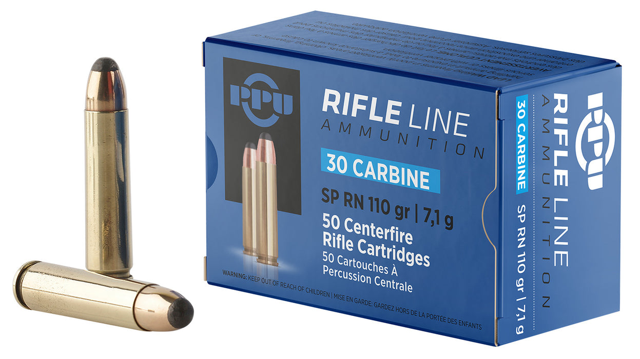 PPU PP30S Standard Rifle  30Carbine 110gr Soft Point Round Nose 50 Per Box/10 Case