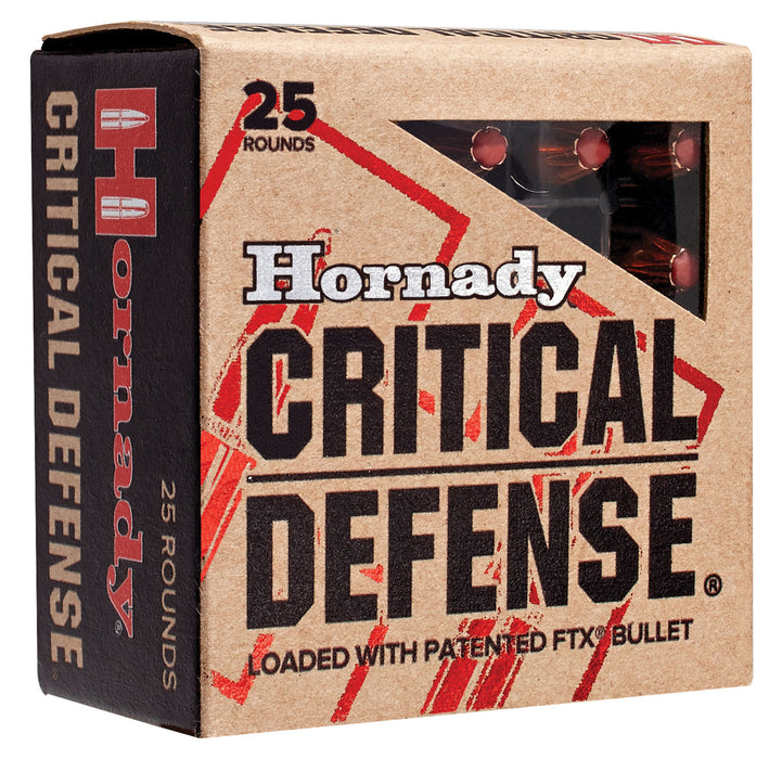 Hornady 90250 Critical Defense  9mm Luger 115 gr 1135 fps Hornady Flex Tip eXpanding (FTX) 25 Bx/10 Cs