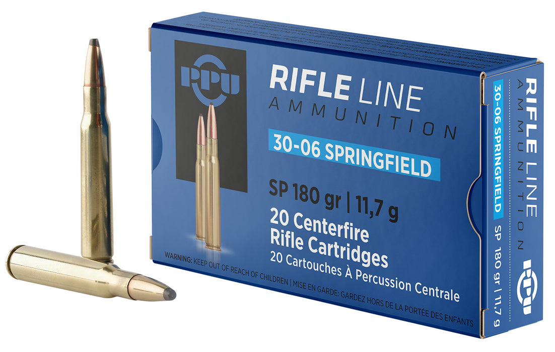PPU PP30063 Standard Rifle  30-06Springfield 180gr Soft Point 20 Per Box/10 Case