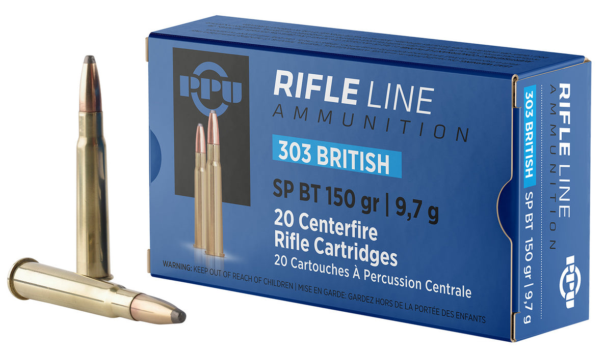 PPU PP303S1 Standard Rifle  303British 150gr Soft Point Boat Tail 20 Per Box/10 Case