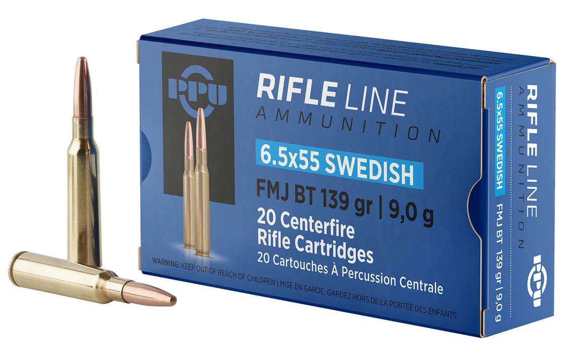 PPU PP6SWF Metric Rifle  6.5x55Swedish 139gr Full Metal Jacket Boat Tail 20 Per Box/10 Case