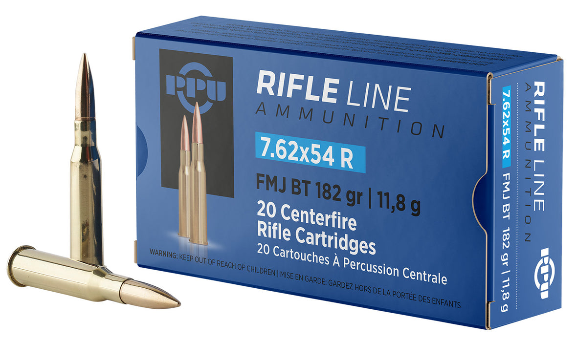 PPU PP76254F Metric Rifle  7.62x54mmR 182gr Full Metal Jacket Boat Tail 20 Per Box/10 Case