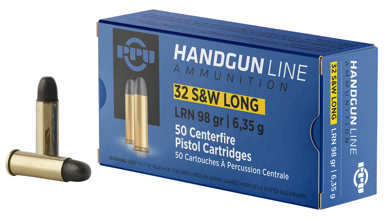PPU PPH32SW Handgun  32S&WLong 98gr Lead Round Nose 50 Per Box/10 Case