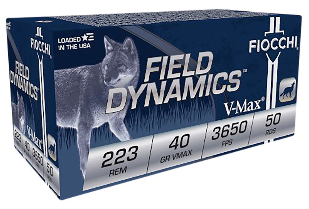 Fiocchi 223HVB50 Field Dynamics  223 Rem 40 gr 3650 fps Hornady V-Max (VMX) 50 Bx/20 Cs