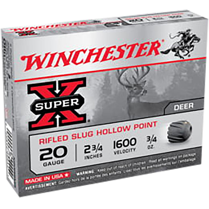 Winchester Ammo X20RSM5VP Super X  20 Gauge 2.75" 3/4 oz 1600 fps Rifled Slug Shot 15 Per Box/10 Cs (Value Pack)