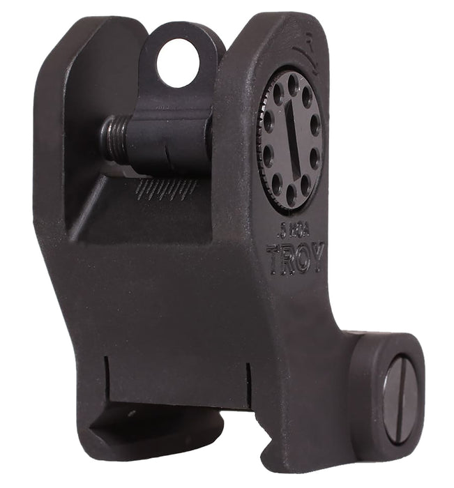 Troy Ind SSIGFRSROBT00 Rear Fixed BattleSight Round  Black Hardcoat Anodized for AR-15/AR-10
