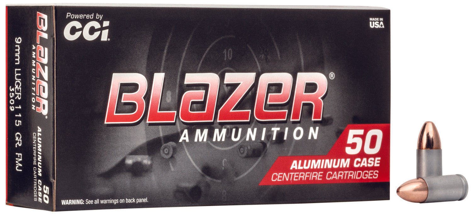 CCI 3509 Blazer Handgun 9mmLuger 115gr Full Metal Jacket 50 Per Box/20 Case