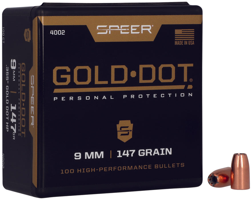 Speer 4002 Gold Dot Personal Protection 9mm 147gr Hollow Point 100 Per Box/5 Case