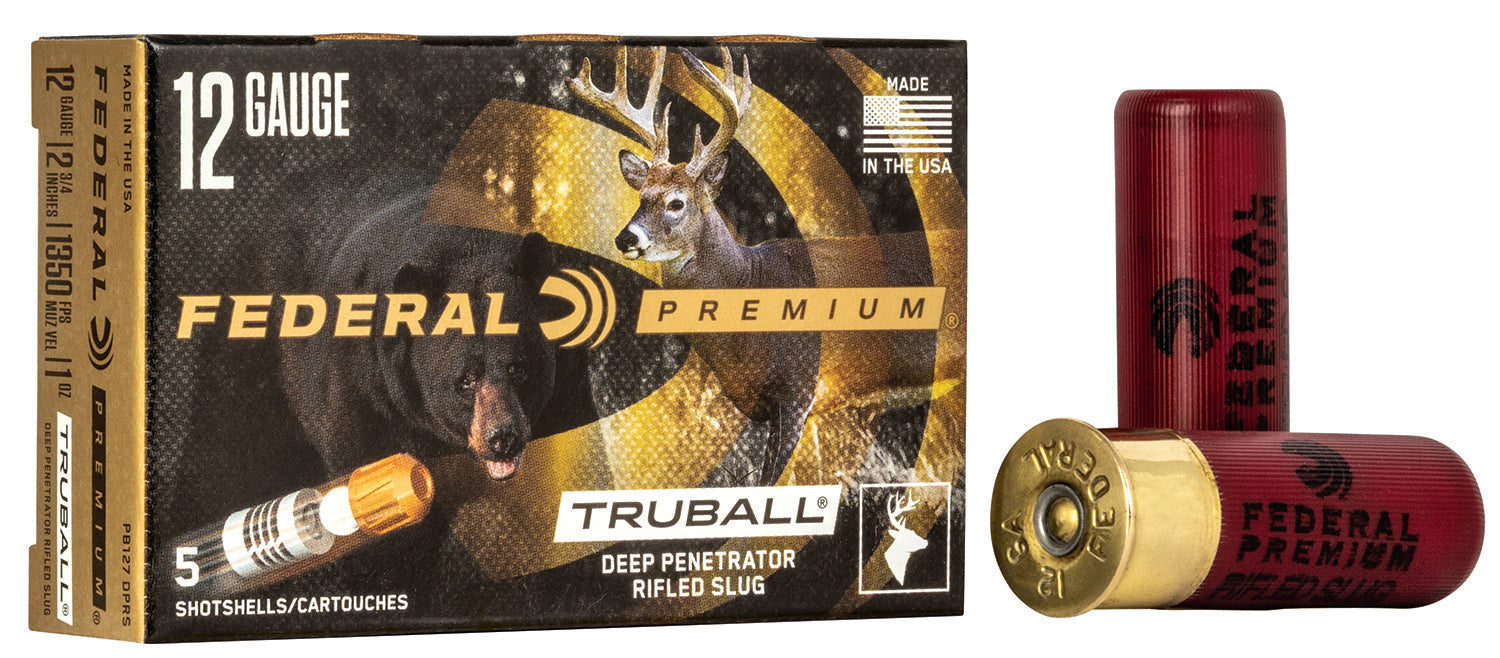 Federal PB127DPRS Premium Vital-Shok TruBall Deep Penetrator 12 Gauge 2.75" 1 oz/438 gr 1350 fps Rifled Slug Shot 5 Bx/50 Cs
