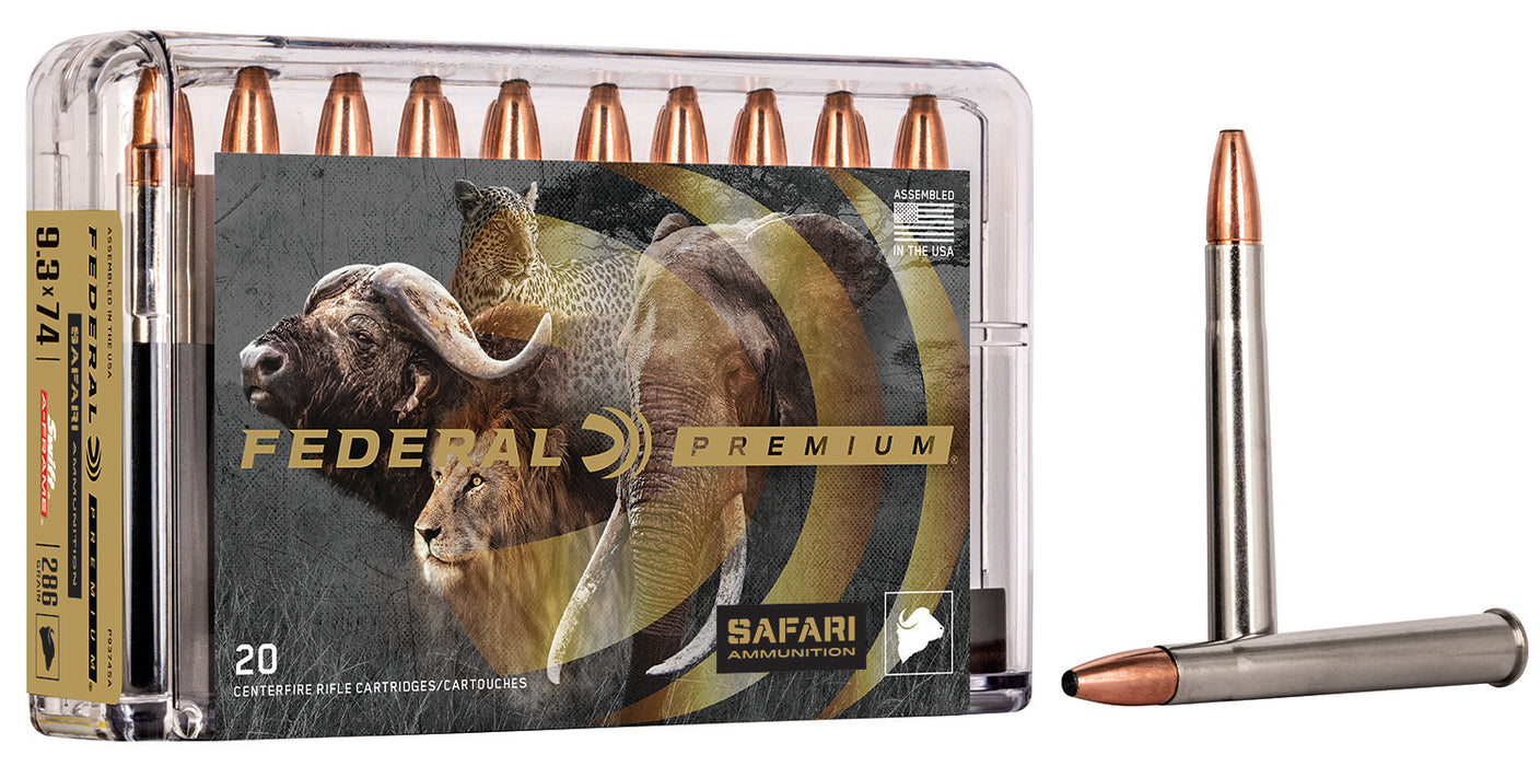 Federal P9374SA Premium Safari Cape-Shok 9.3mmx74R 286gr Swift A Frame 20 Per Box/10 Case