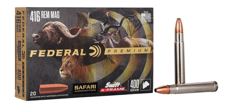 Federal P416RSA Premium Safari Cape-Shok 416RemMag 400gr Swift A Frame 20 Per Box/10 Case