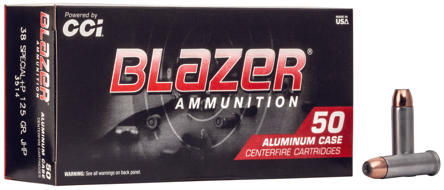 CCI 3514 Blazer  38 Special +P 125 gr 945 fps Jacketed Hollow Point (JHP) 50 Bx/20 Cs