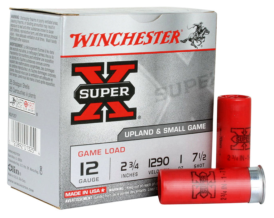 Winchester Ammo XU127 Super X Game Load 12 Gauge 2.75" 1 oz 1290 fps 7.5 Shot 25 Bx/10 Cs