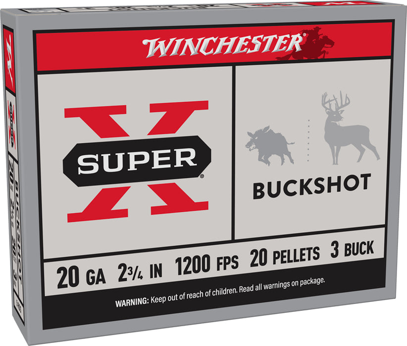 Winchester Ammo XB203 Super X  20Gauge 2.75" 20Pellets 3Buck Shot 5 Per Box/50 Case