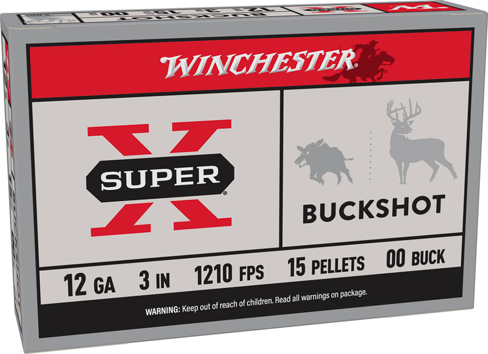 Winchester Ammo XB12300 Super X  12Gauge 3" 15Pellets 00Buck Shot 5 Per Box/50 Case
