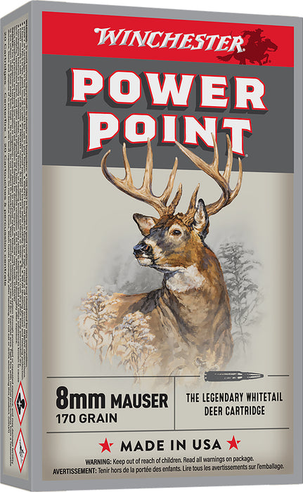 Winchester Ammo X8MM Power-Point  8mmMauser 170gr 20 Per Box/10 Case
