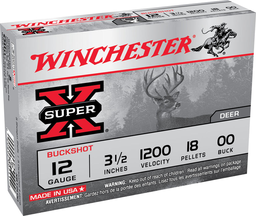 Winchester Ammo XB12L00 Super X  12 Gauge 3.50" 18 Pellets 1200 fps 00 Buck Shot 5 Bx/50 Cs