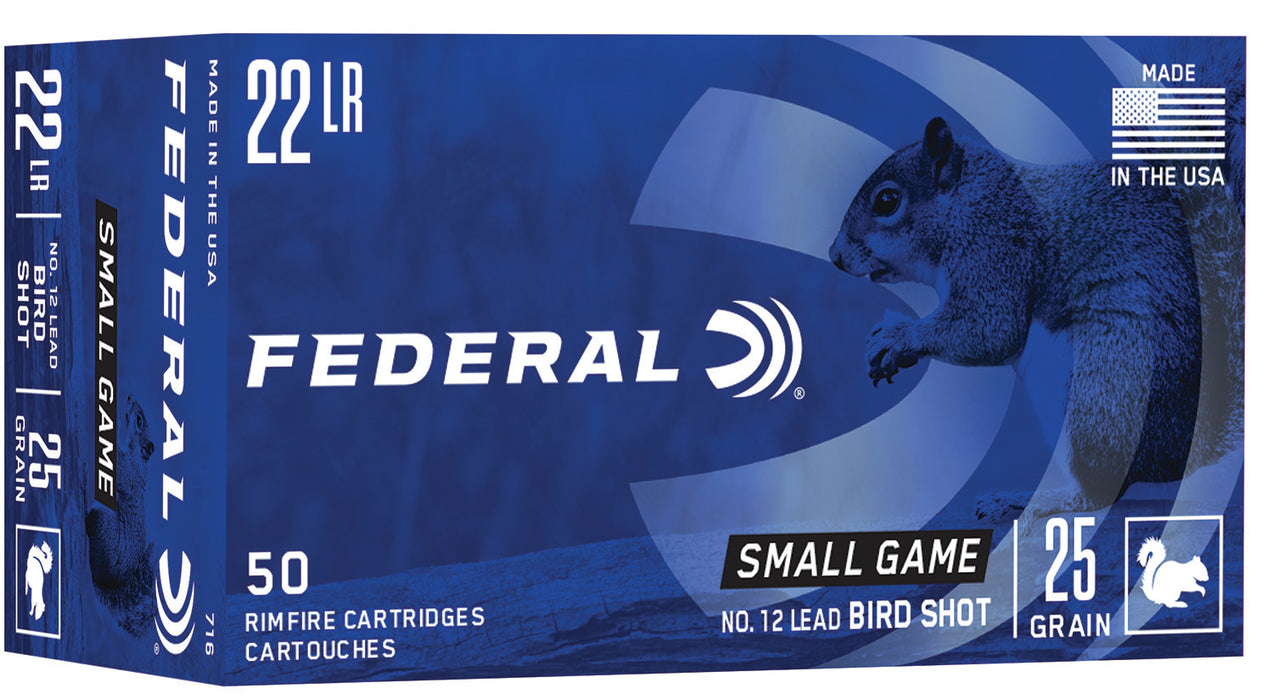 Federal 716 Small Game & Target  22 LR 25 gr 1000 fps #12 Lead Bird Shot 50 Bx/50 Cs