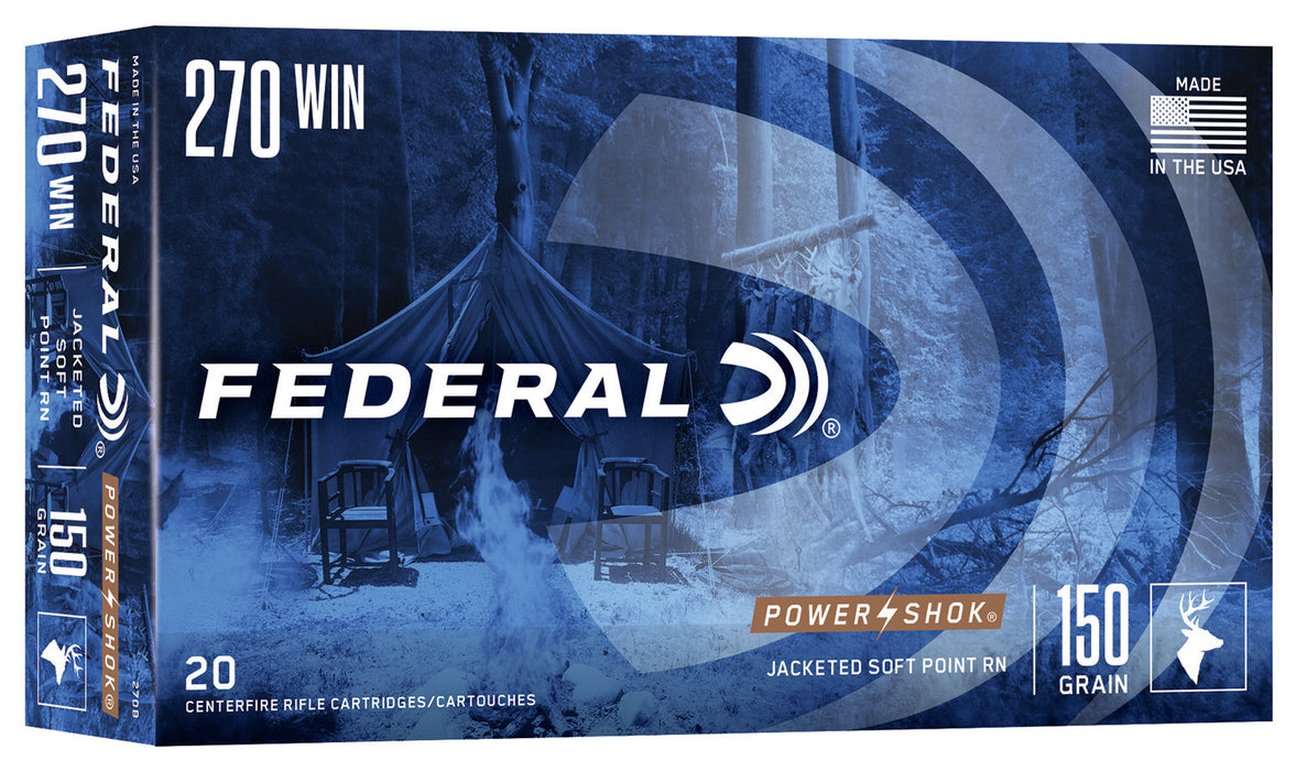 Federal 270B Power-Shok  270Win 150gr Jacketed Soft Point 20 Per Box/10 Case