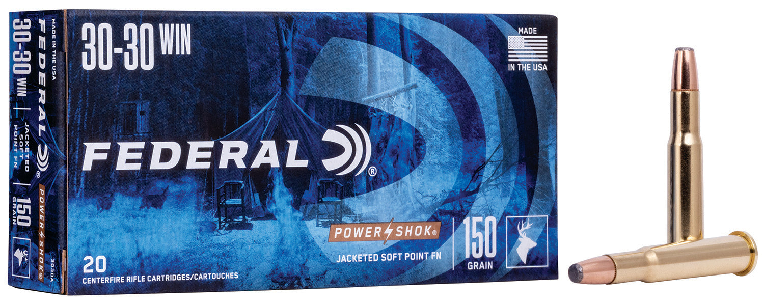 Federal 3030A Power-Shok  30-30Win 150gr Jacketed Soft Point 20 Per Box/10 Case