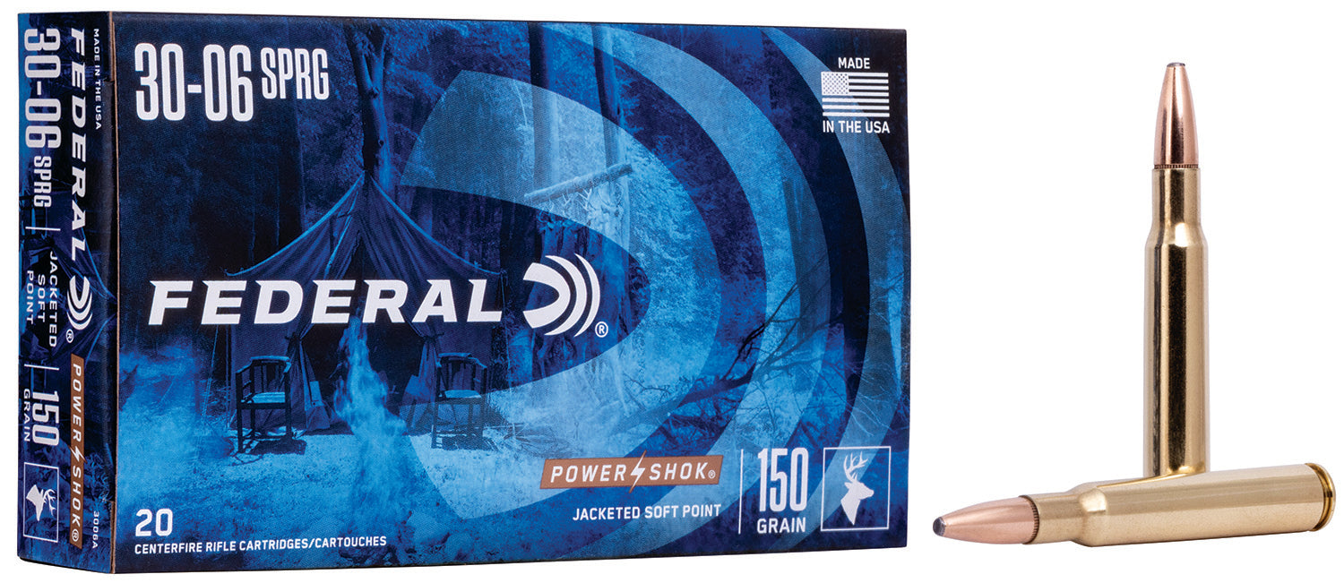 Federal 3006A Power-Shok Hunting 30-06 Springfield 150 gr Jacketed Soft Point (JSP) 20 Per Box/ 10 Cs