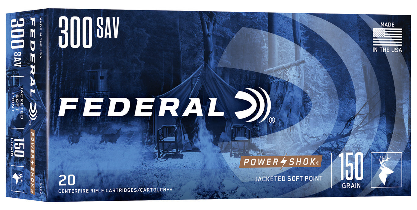 Federal 300A Power-Shok  300Savage 150gr Jacketed Soft Point 20 Per Box/10 Case