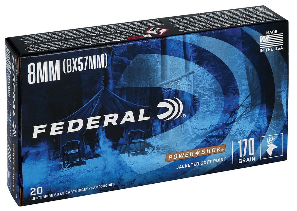 Federal 8A Power-Shok  8mmMauser 170gr Jacketed Soft Point 20 Per Box/10 Case