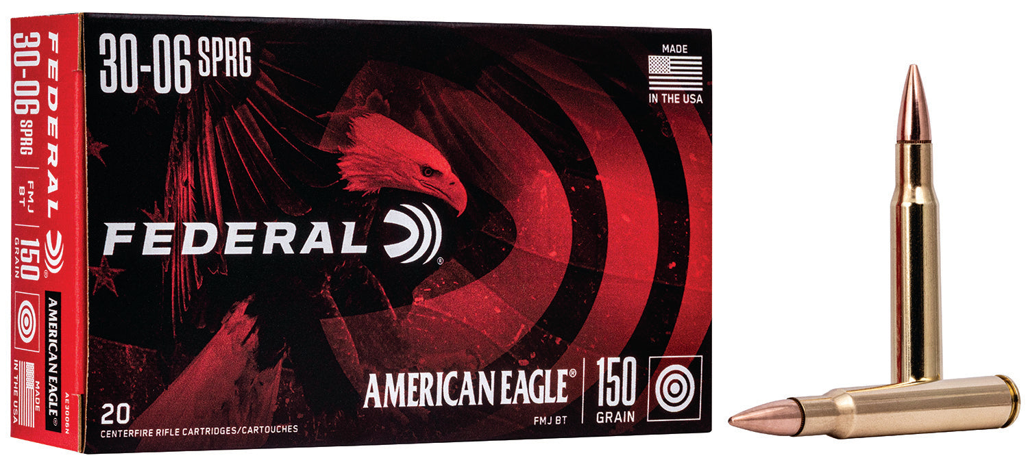 Federal AE3006N American Eagle Rifle 30-06Springfield 150gr Full Metal Jacket Boat Tail 20 Per Box/25 Case