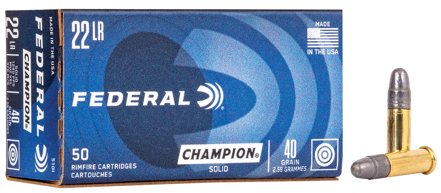 Federal 510 Champion Training Rimfire 22LR 40gr Lead Round Nose 50 Per Box/100 Case